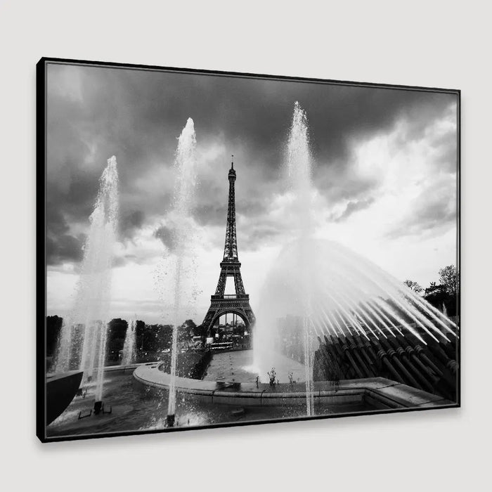 Dancing Fountain & Eiffle Tower Monochromic Framed Wall Art