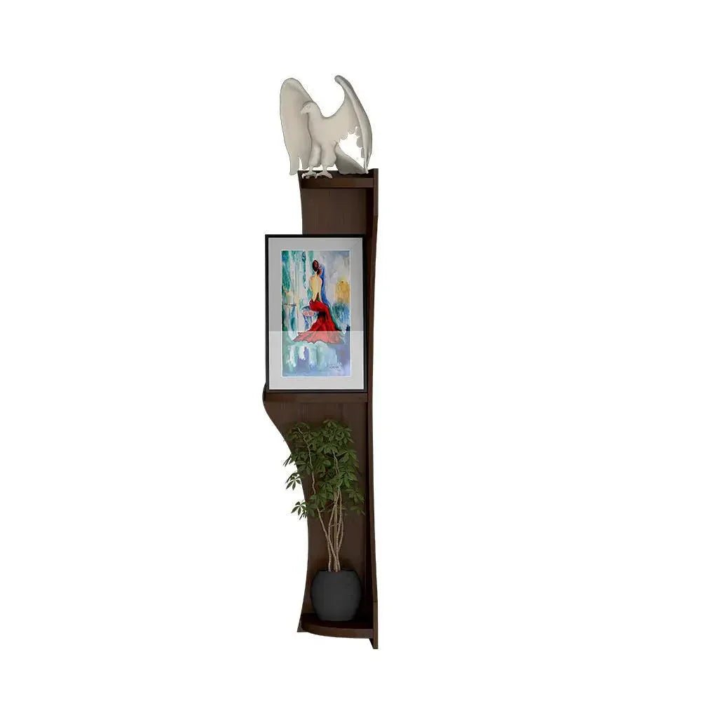 Zig Zag Shape Wood Corner Wall Shelf / Book Shelf,Walnut Finish - All India Decor