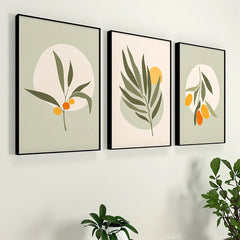 Exotic Flora Green Frames Set Of 3 - All India Decor