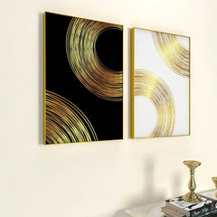 Golden & White Flowy Path Frames Set Of 2 - All India Decor