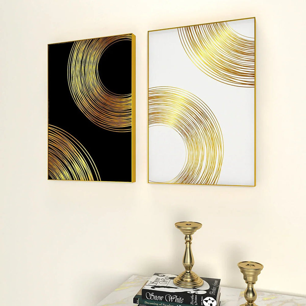 Golden & White Flowy Path Frames Set Of 2 - All India Decor