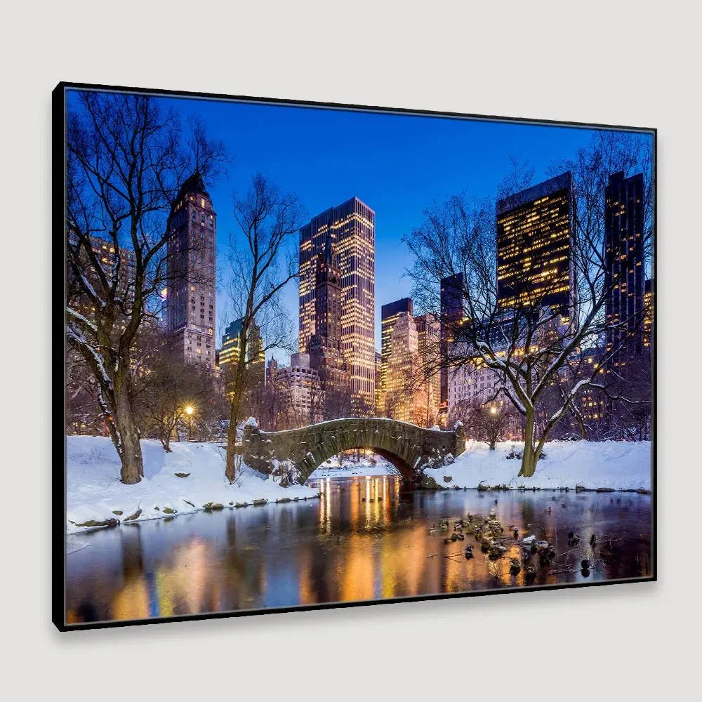 The Wintery Gapstow bridge Framed Wall Art - All India Decor