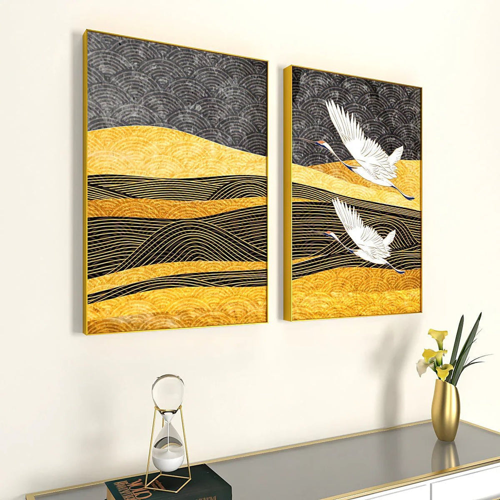 The Flying Warblers Golden Frames Set Of 2 - All India Decor
