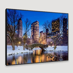 The Wintery Gapstow bridge Framed Wall Art - All India Decor