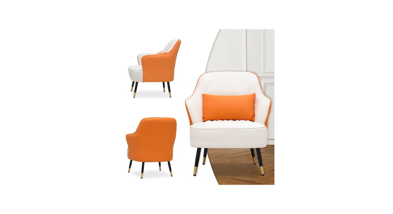 Orange Havya Faux Leather Arm Chair