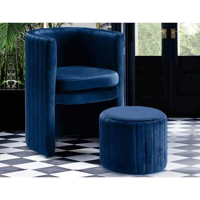 Blue Schillar Chair With Ottoman