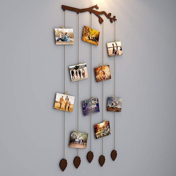 Branch Wood Photo Frame with Clips Size: 25 Inch(Width) X 56 Inch(Height) - All India Decor