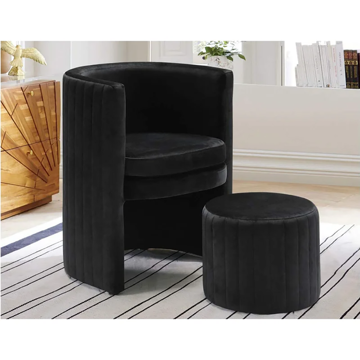 Black Schillar Chair With Ottoman