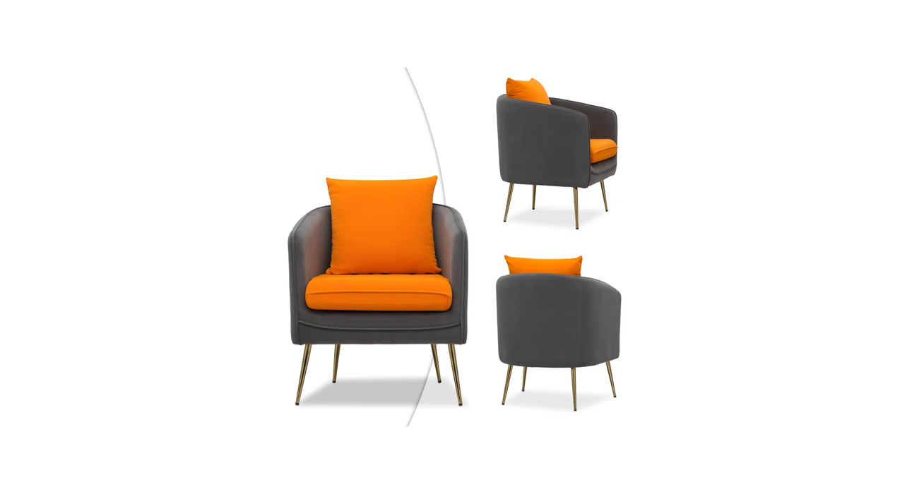 Grey & Orange Lamb Accent Chair