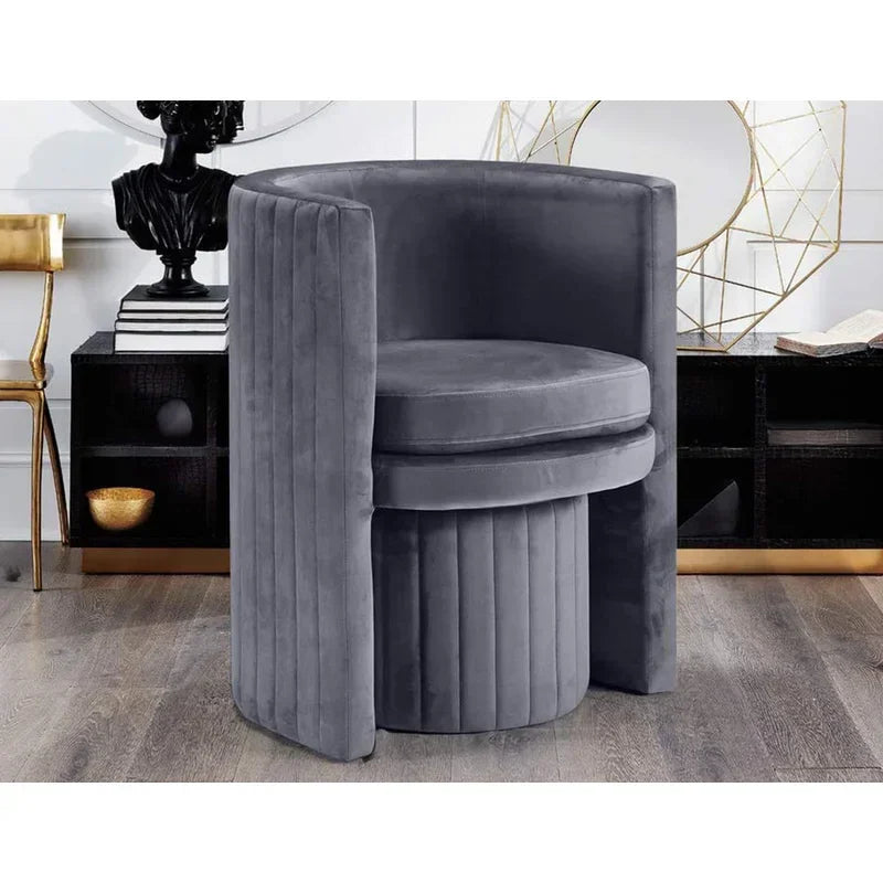 Grey Schillar Chair With Ottoman - All India Decor
