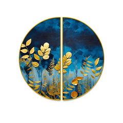 Abstract Porch Golden Background Art Semi Circle Frames Set Of 2 - All India Decor