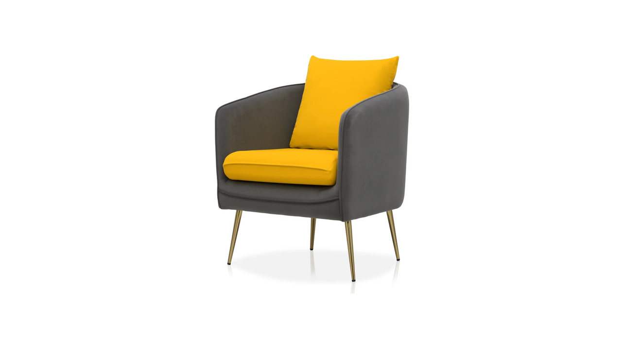 Grey & Yellow Lamb Accent Chair