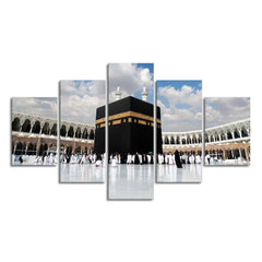 Masjid Al Haram Canvas Wall Painting of Five Pieces Set - All India Decor