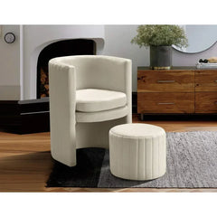 Beige Schillar Chair With Ottoman - All India Decor