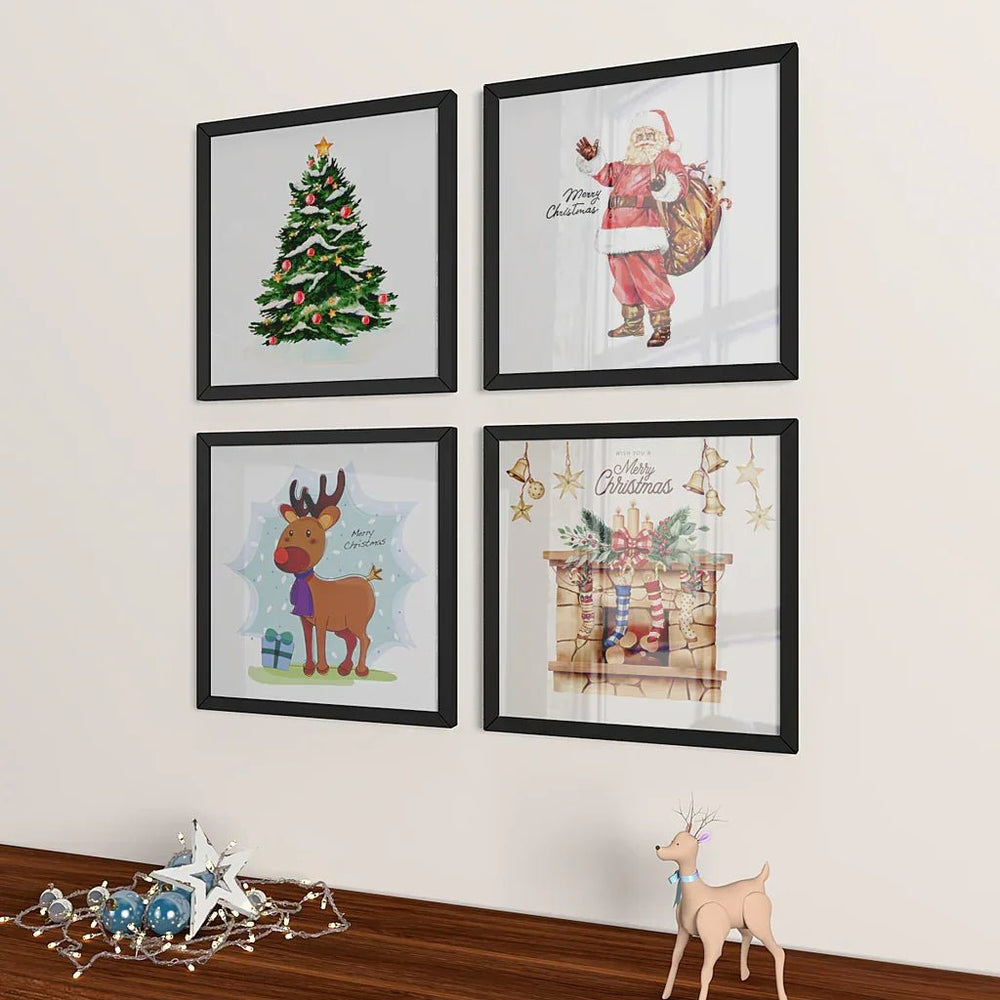 Christmas Holiday Framed Wall Art Set of 4 - All India Decor
