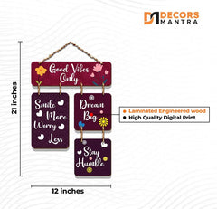 Motivational Quotes Decorative Good Vibes Only Wooden Wall Hanging - All India Decor