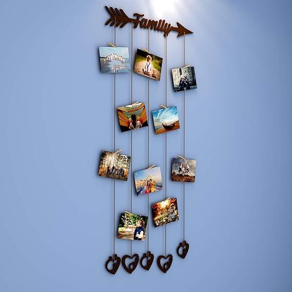 Family' Wood Photo Frame with Clips Size: 26 Inch(Width) X 54 Inch(Height). - All India Decor