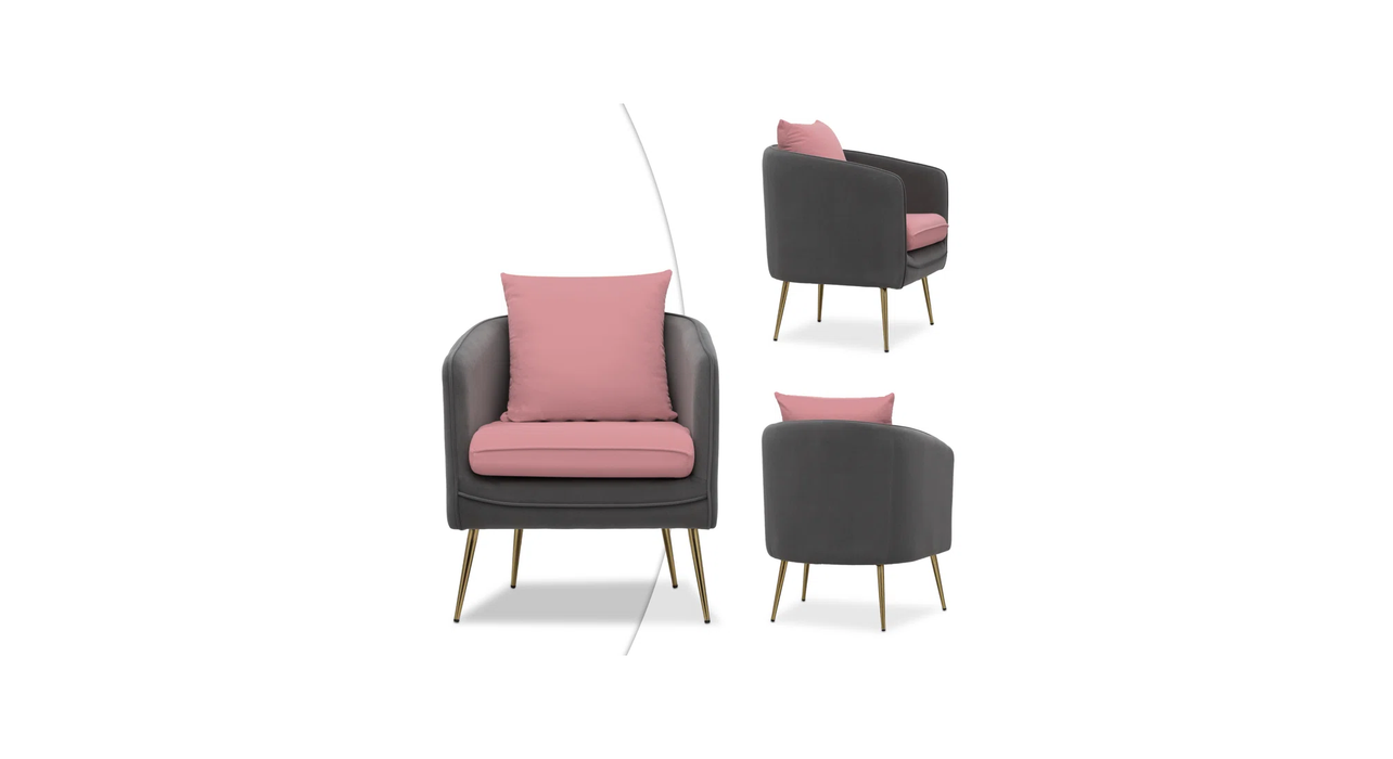 Grey & Pink Lamb Accent Chair