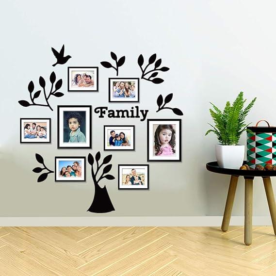 Family Tree Wooden Hangings with Picture Photo Frame Collage Set of 8 - All India Decor