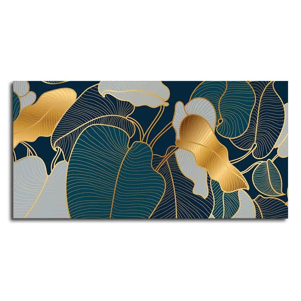Luxury Golden Art Monstera Leaves Canvas wall Painting - All India Decor