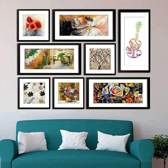 Beautiful Flower Collage Picture Frames Wall Hanging Set of 8 - All India Decor