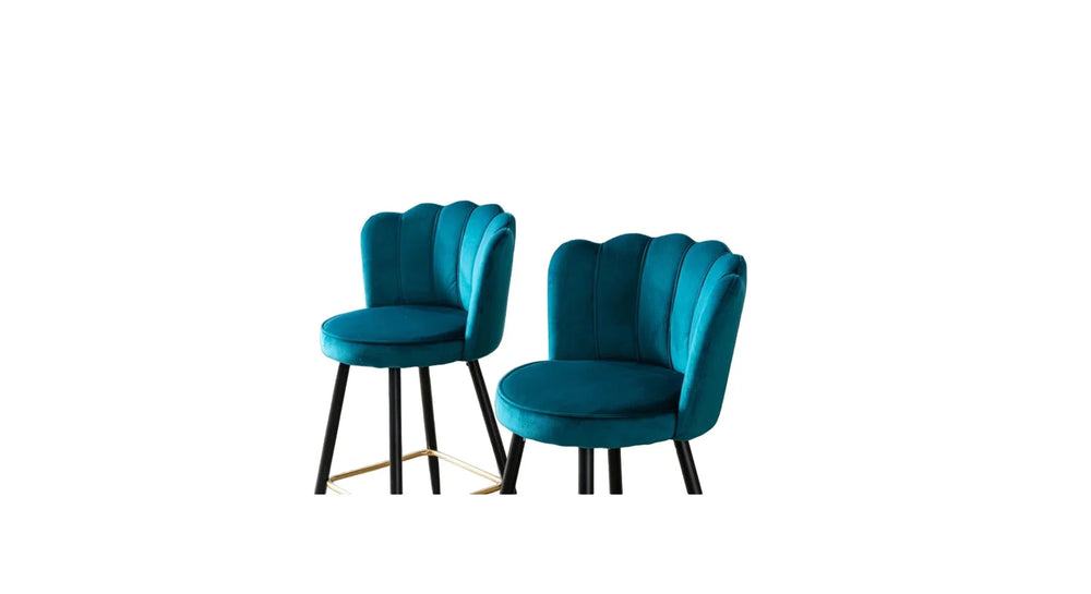Teal Color Flower Counter Stool - All India Decor