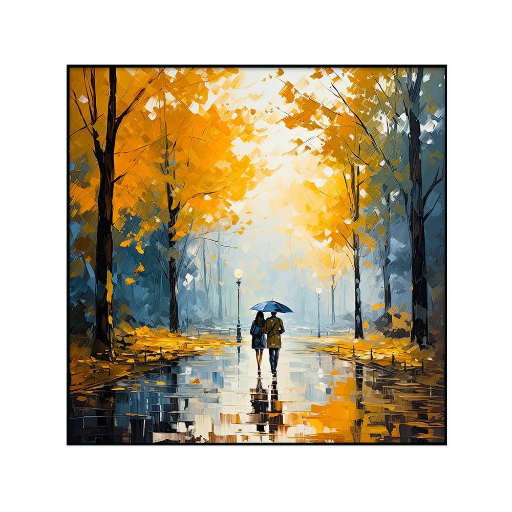 Beautiful Couple Love With Rain Canvas Wall Paintings & Arts - All India Decor