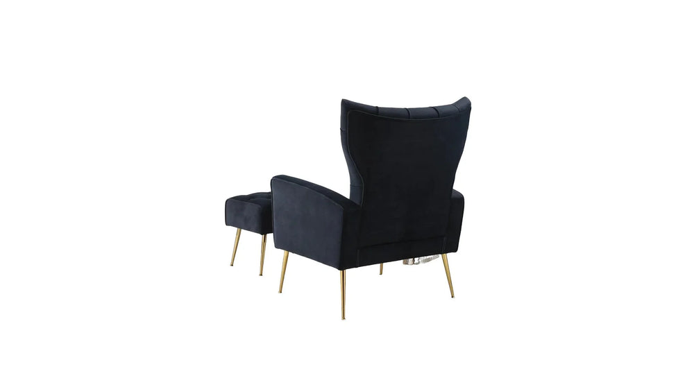 Black Danney Accent Chair With Ottoman - All India Decor