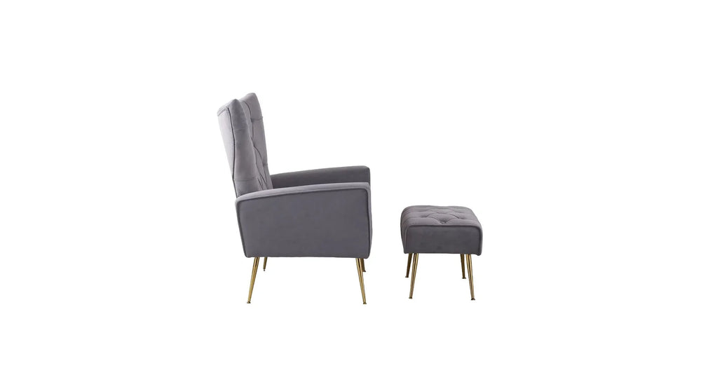 Grey Danney Accent Chair With Ottoman - All India Decor