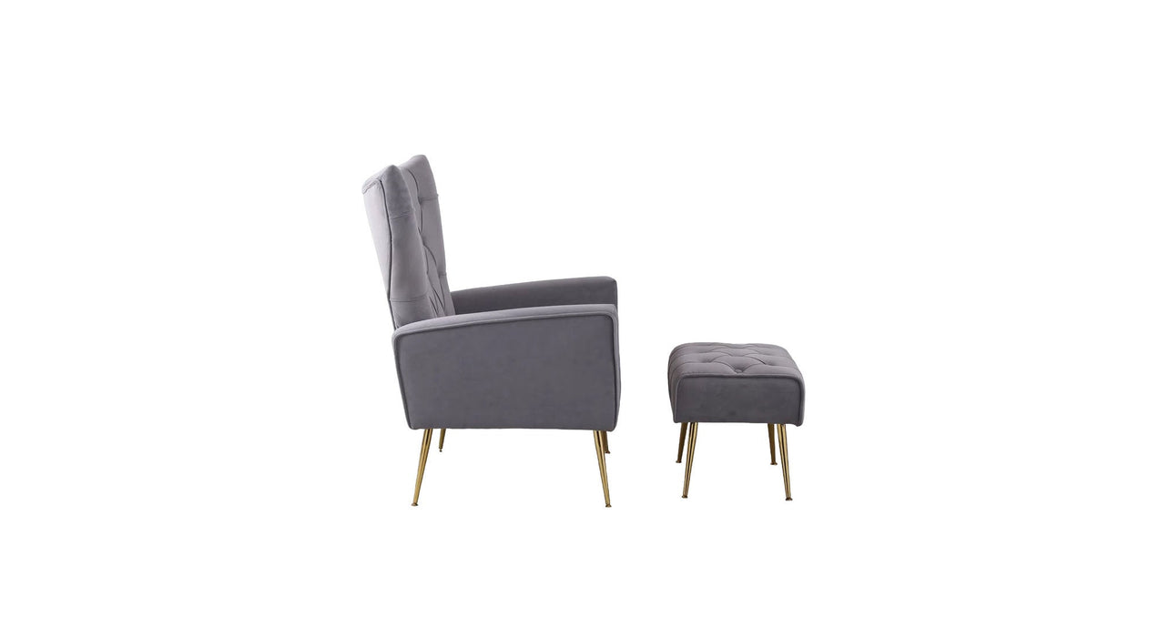 Grey Danney Accent Chair With Ottoman