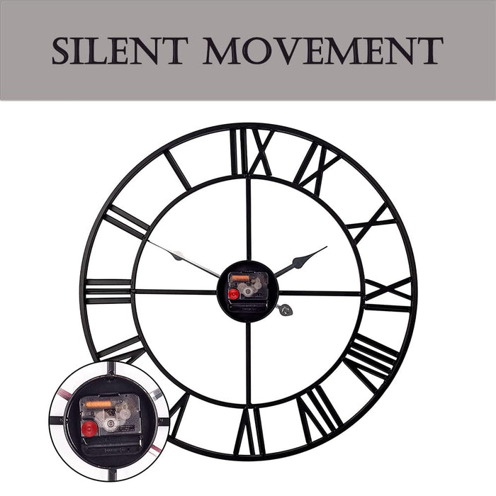 Black Metal 30 Inch Wall Clock