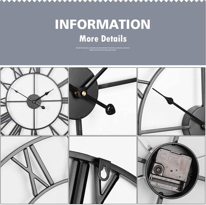 Black Metal 30 Inch Wall Clock