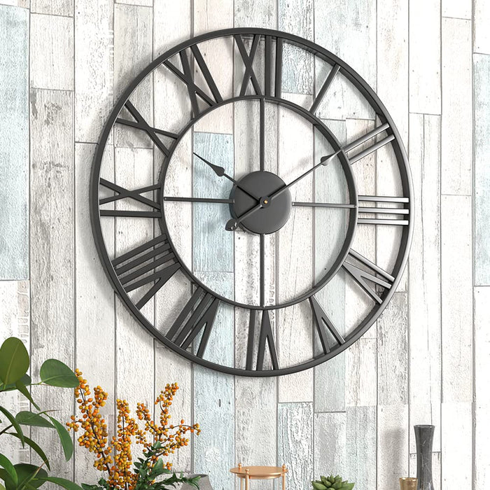 Black Metal 30 Inch Wall Clock