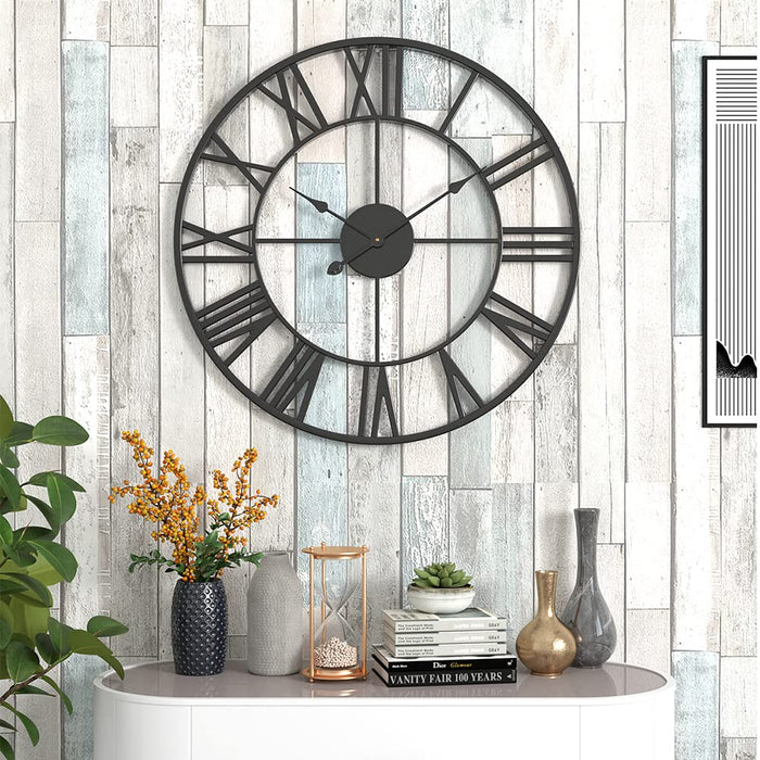 Black Metal 30 Inch Wall Clock