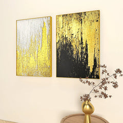 Flowing Golden Thoughts Black & White Frames Set Of 2 - All India Decor