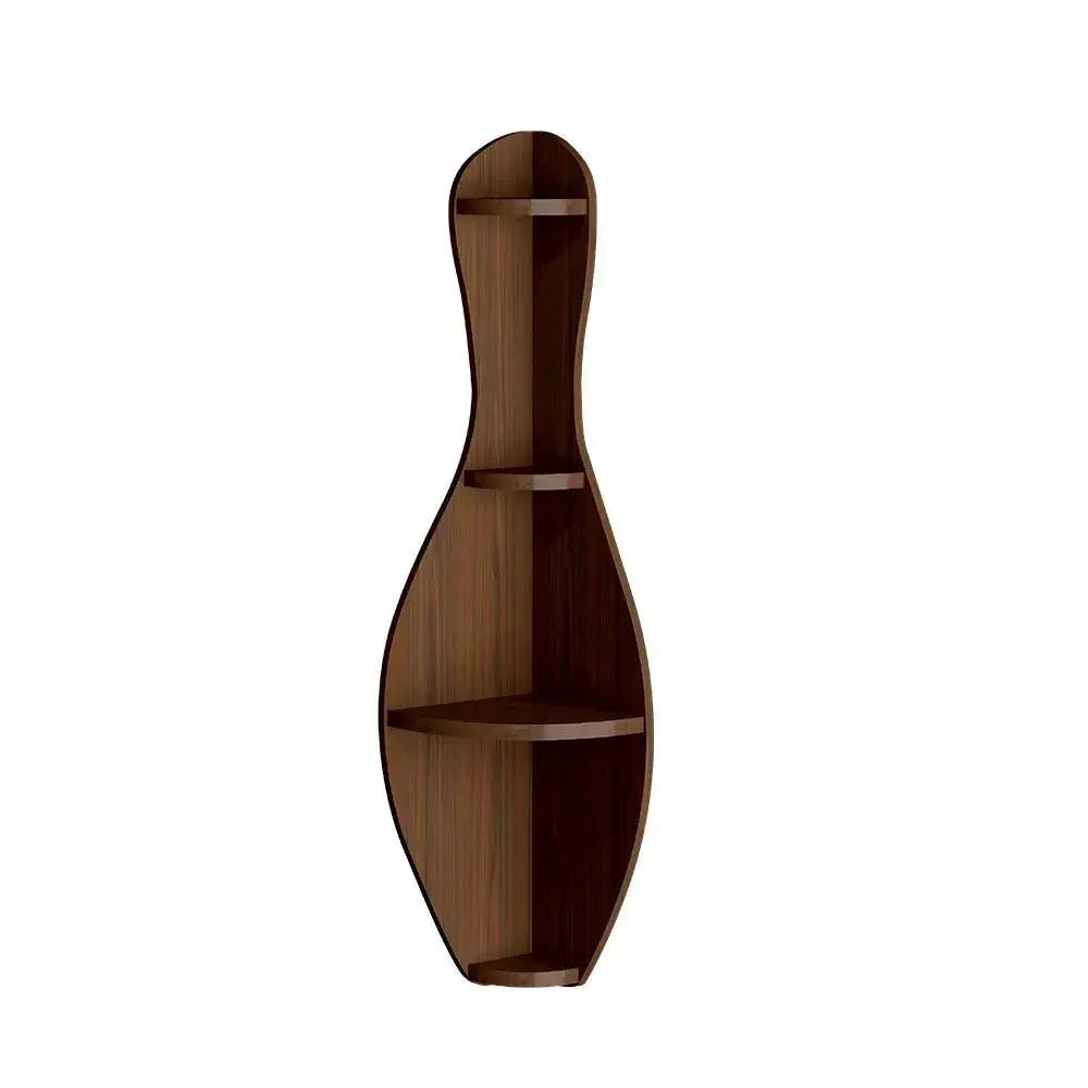 Bowling Shape Wood Corner Wall Shelf / Book Shelf,Walnut Finish - All India Decor
