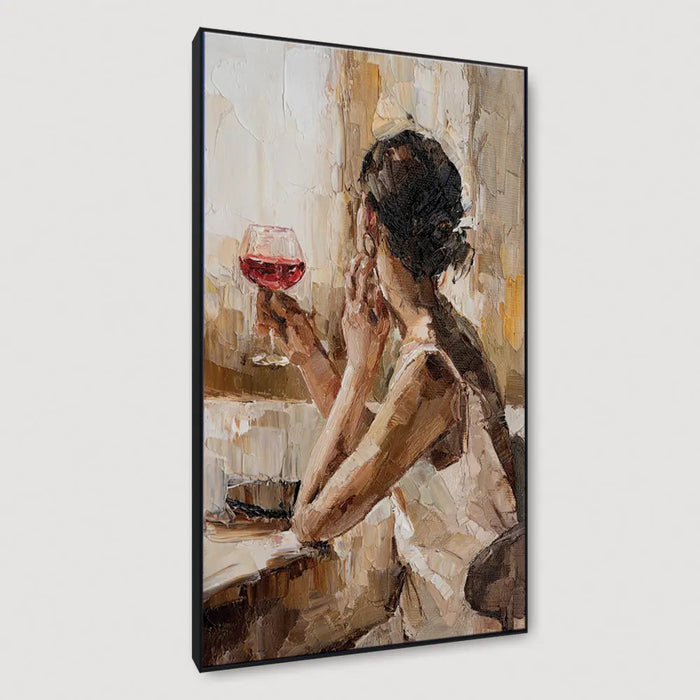 Lady With A Wine Glass Framed Wall Art