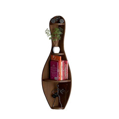 Bowling Shape Wood Corner Wall Shelf / Book Shelf,Walnut Finish - All India Decor