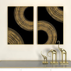 Golden Flowy Path Frames Set Of 2 - All India Decor