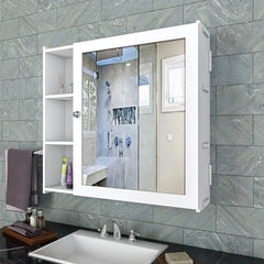 Aesthetic Wooden Bathroom Cabinet with 5 Spacious Shelves - Solid White - All India Decor