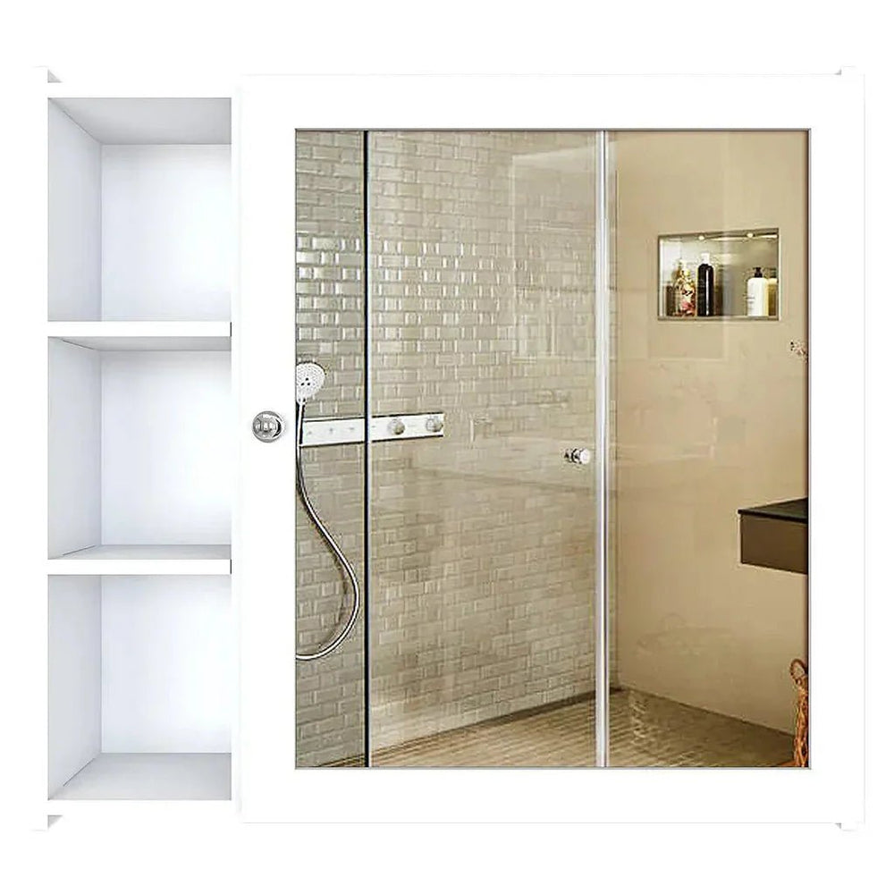 Aesthetic Wooden Bathroom Cabinet with 5 Spacious Shelves - Solid White - All India Decor