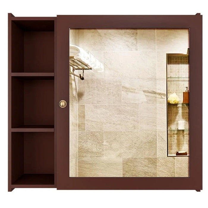 Aesthetic Wooden Bathroom Cabinet with 5 Spacious Shelves- Solid Brown