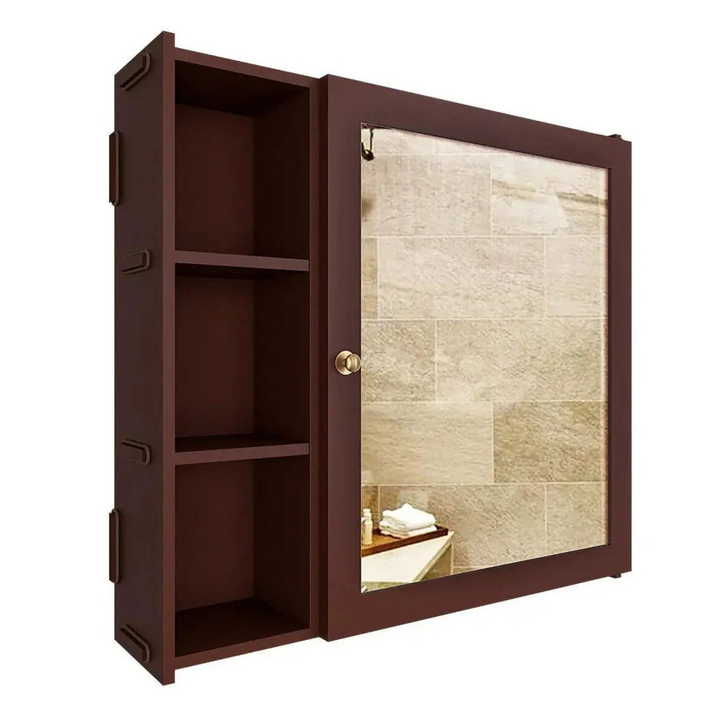 Aesthetic Wooden Bathroom Cabinet with 5 Spacious Shelves - Solid Brown - All India Decor