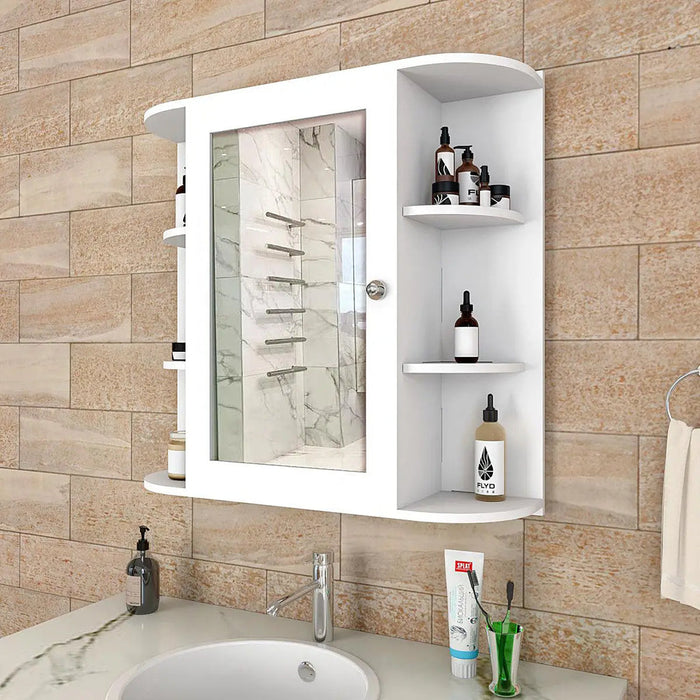 Premium Wooden Bathroom Cabinet with 10 Spacious Shelves- White