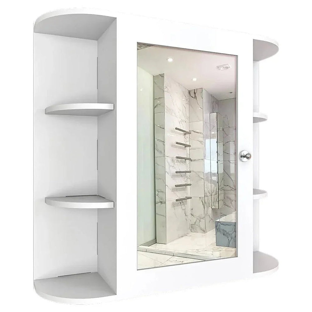 Premium Wooden Bathroom Cabinet with 10 Spacious Shelves - White - All India Decor