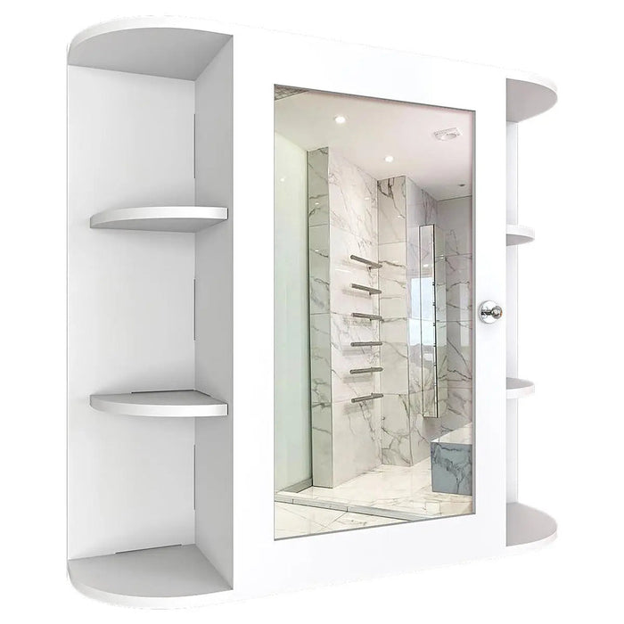 Premium Wooden Bathroom Cabinet with 10 Spacious Shelves- White