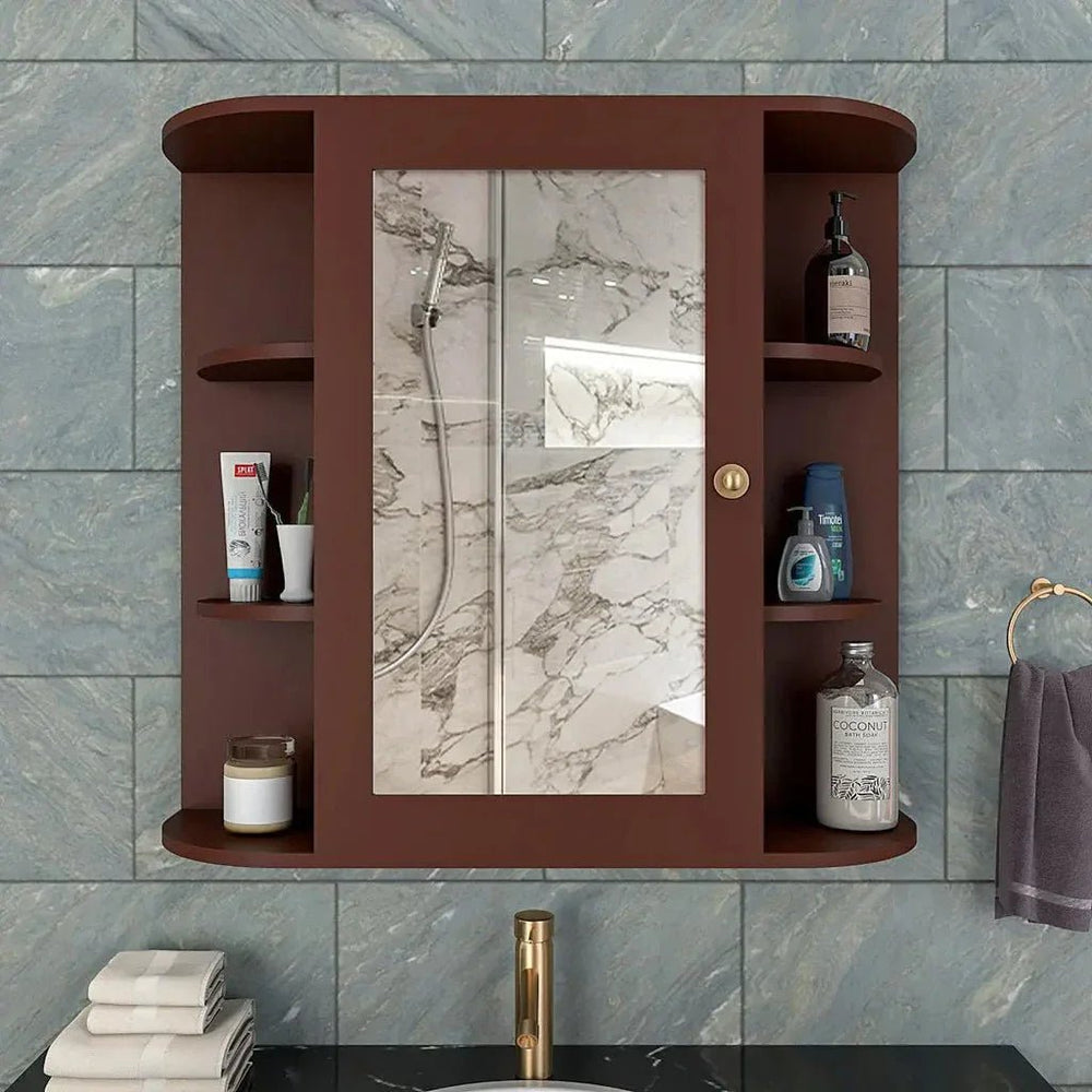 Premium Wooden Bathroom Cabinet with 10 Spacious Shelves - Solid Brown - All India Decor