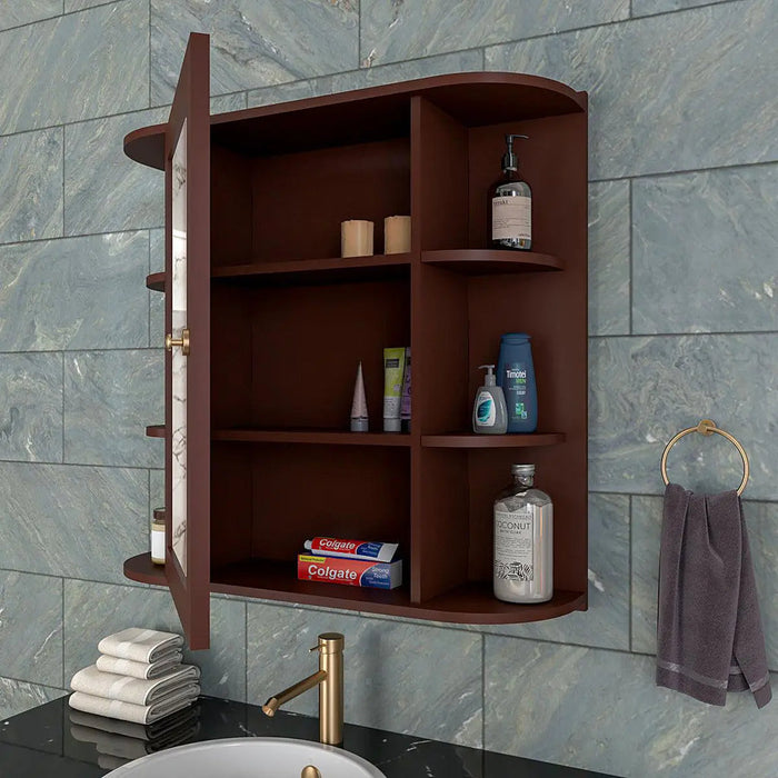 Premium Wooden Bathroom Cabinet with 10 Spacious Shelves- Solid Brown