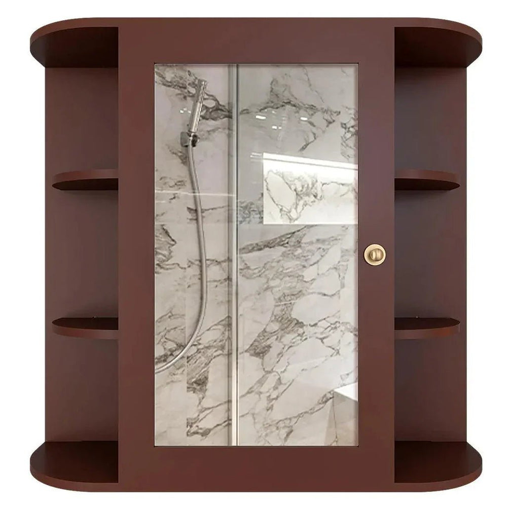 Premium Wooden Bathroom Cabinet with 10 Spacious Shelves - Solid Brown - All India Decor