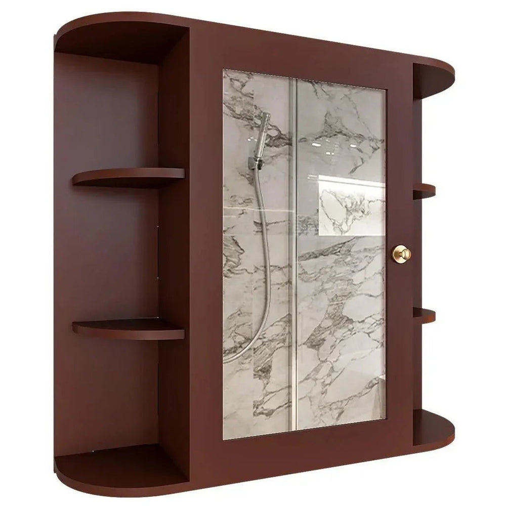 Premium Wooden Bathroom Cabinet with 10 Spacious Shelves - Solid Brown - All India Decor